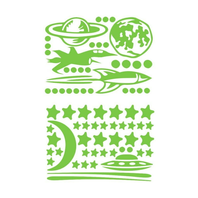 2 Piezas de Calcomanías para Pared, Puerta, Espacio Cósmico, Ornamento Decorativos para Hogar Verde