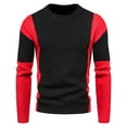 thumbnail image 2 of qucoqpe Men's Casual Color Block Long Sleeve Crewneck Cable Knit Pullover Sweater, 2 of 5