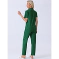 thumbnail image 4 of DARING DIVA Women's 2 Pcs Button Down Soft Sleepwear Long Pants Lounge Set Green M, 4 of 6
