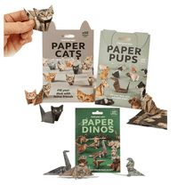 DIY Paper Cats Kit, Cute Kitten Origami Papercraft Kit, DIY Paper Cats, Animal Papers Sculpture for Teens & Adults, Desk Decoration & Gift for Cat Lovers (Cats,Pups,Dinos)