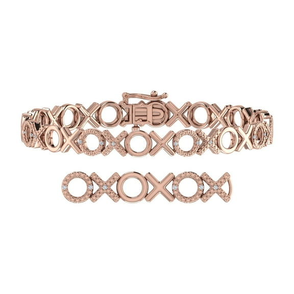 1/10 Carat Diamond Link Bracelet in 10K Rose Gold (7.5 Inch) (SI1-SI2 Clarity)