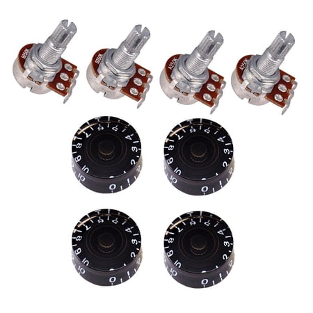 4pcs Volume Control Potentiometer 18mm Knurled Shaft & 4pcs Knobs Black