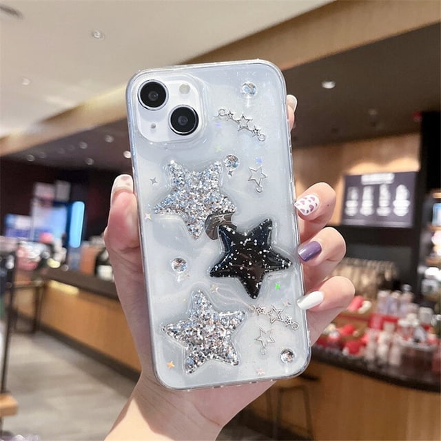 Coque de téléphone en silicone pour iPhone, coque tout compris, gouttes de colle, étoiles 3D brillantes, 14, 13, 12, 11 Pro, X, XS, Poly Max, 7, 8 Plus qiuyongming unisex