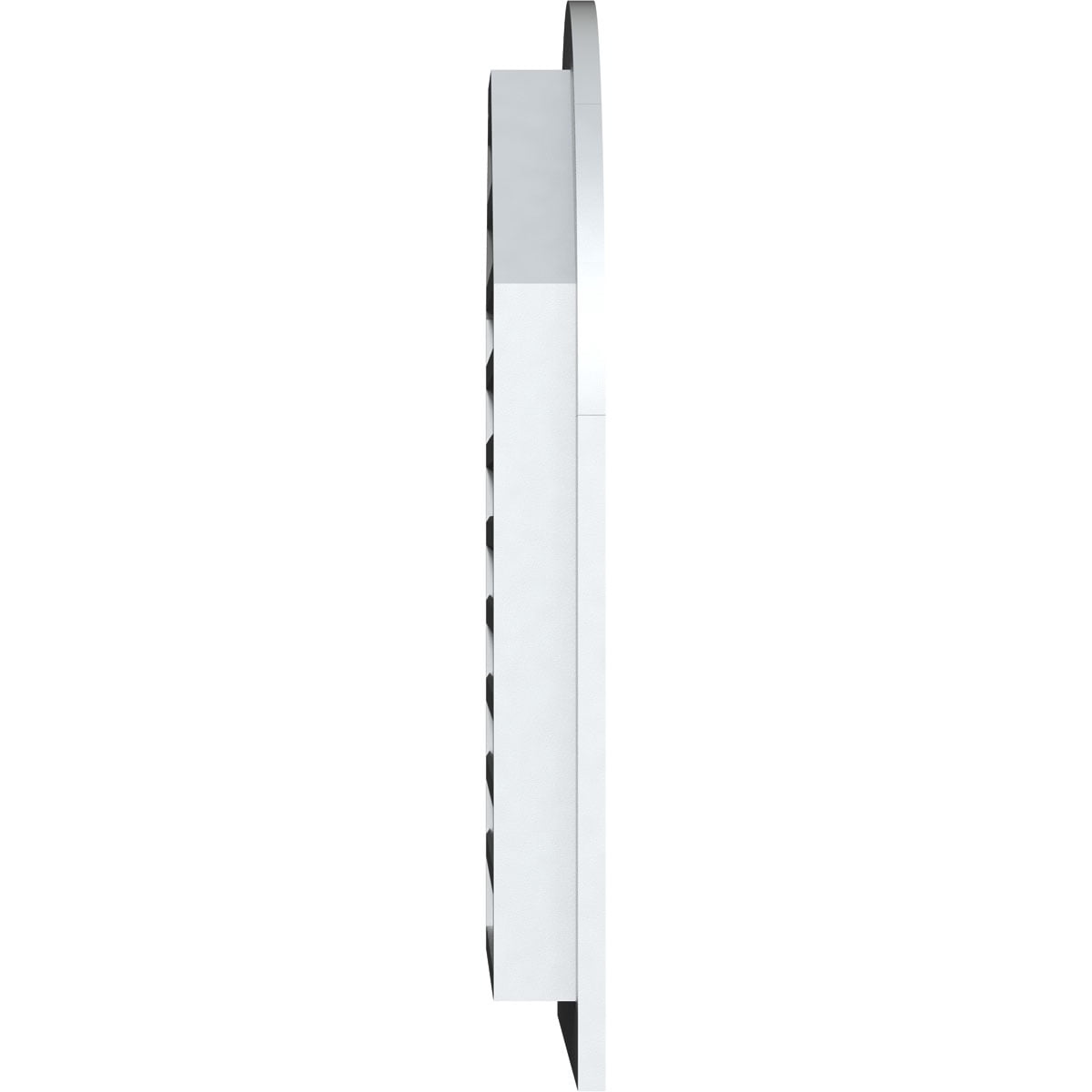 18"W x 30"H Round Top Gable Vent (23"W x 35"H Frame Size): Functional, PVC Gable Vent w/ 1" x 4" Flat Trim Frame