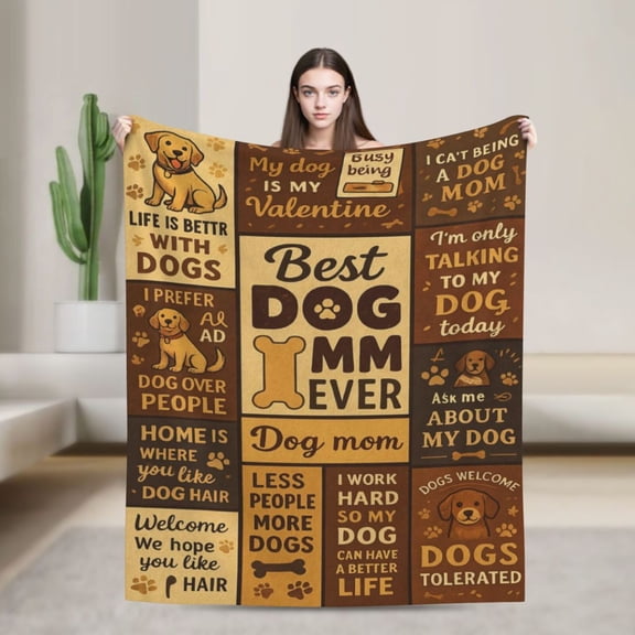 Dog Mom Gifts for Women, Dogs Mom Throw Blanket , Dogs Lovers Owners Gifts for Women, Best Dog Moms Mothers Day Birthday Gift, Pet Lover Gift for Woman 50x40