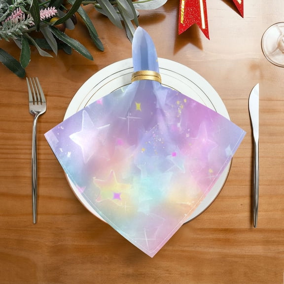 20"x20" Satin Dinner Napkin Pastel Colors Stars Pattern Table Napkins for Wedding Birthday Restaurant Party Tableware Decoration 1 Pack