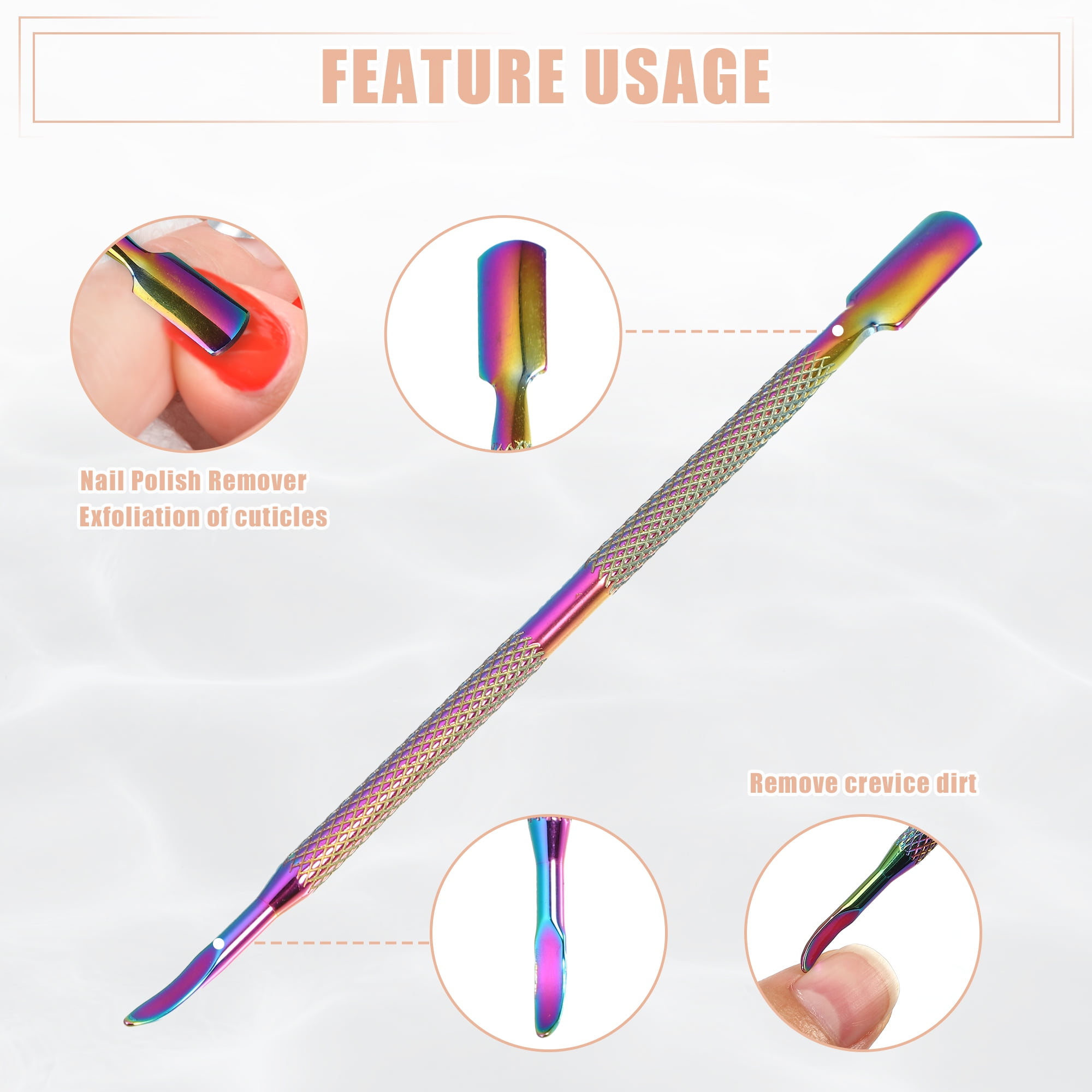 Unique Bargains 3 Pcs Cuticle Pusher Set Stainless Steel Double Head Remover Tool