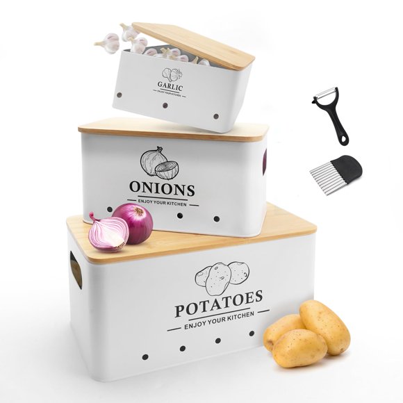 Set de almacenamiento de verduras de cocina Dekosilave Metal White x3