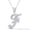 Rhodium Plated, variant on Initial Letter "E" Cursive Script Cubic Zirconia CZ Crystal Pendant in .925 Sterling Silver w/ Rhodium