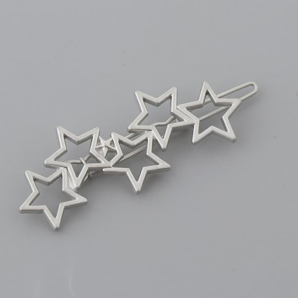 Pinza de Pelo Hugo Forma de Estrella Metal Hueca para Cabello Plata