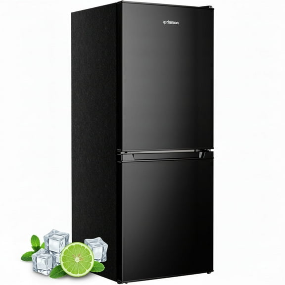 Upstreman 4.0 Cu.ft Mini Fridge with Freezer, 2 Door Compact Fridge Samll Bottom Freezer Refrigerators with 5 Settings Temperature, Black BM40