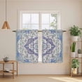 thumbnail image 2 of Blue Purple Boho Kitchen Curtains 54 Inch Length, Vintage Abstract Floral Ethnic Tribe Tiers Curtains for Bathroom Bedroom Cafe, Light Filtering Small Window Treatment Short Drapes 2 Panels 42"Wx54"L, 2 of 8