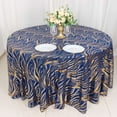 thumbnail image 3 of Efavormart 120" Royal Blue Gold Wave Embroidered Seamless Sequin Round Tablecloth, 3 of 7