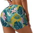 thumbnail image 2 of Sigee Tropical Floral Print Women's High Waist Workout Shorts - Squat Proof, Tummy Control, Yoga and Gym Activewear-, 2 of 9