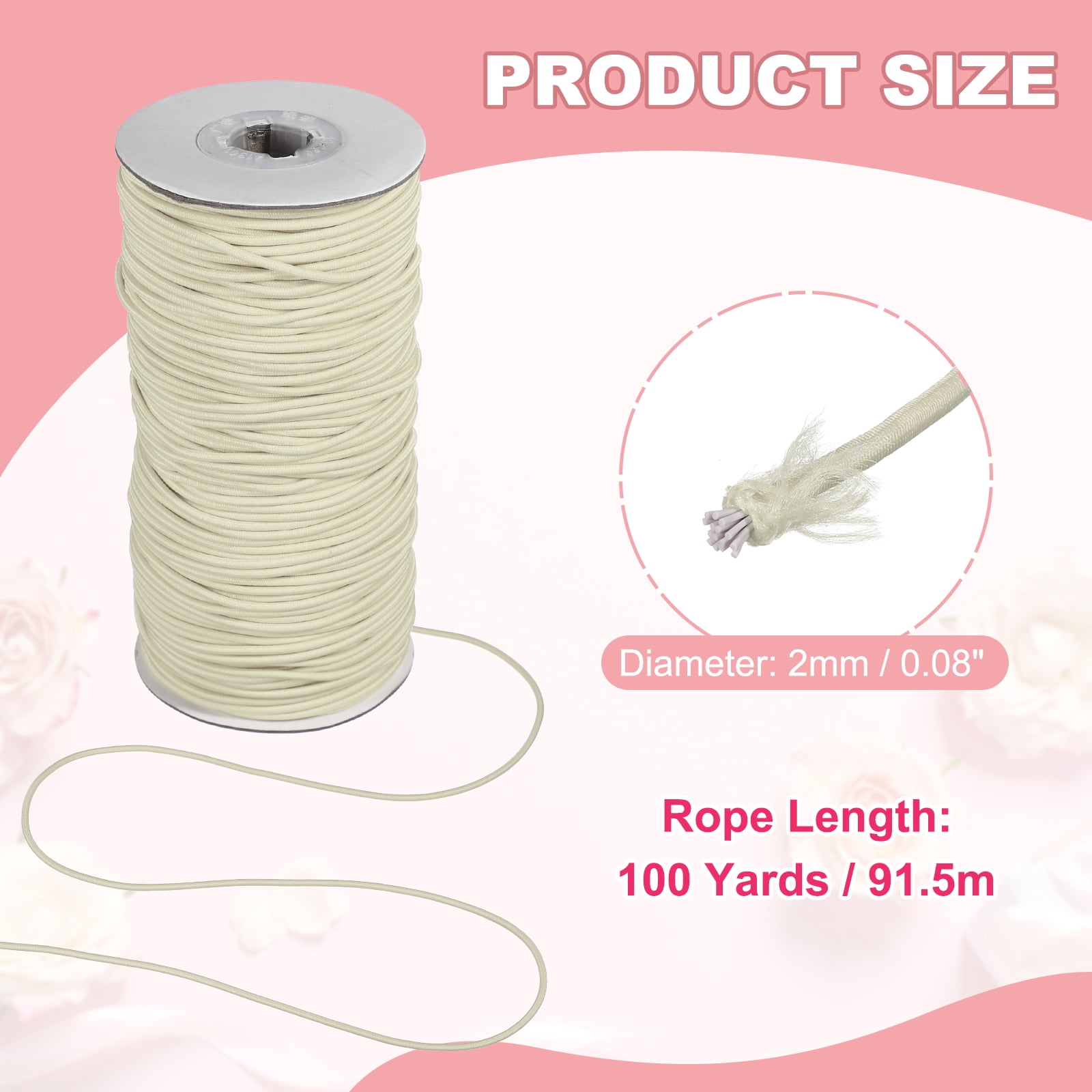 Uxcell Stretchy String for Bracelets, Elastic Crystal Thread Stretch Elastic Beading Cord 2mm & Beige-Fitting For(Bracelets/Sewing/Beading/Necklace/Jewelry Making/Crafts DIY)