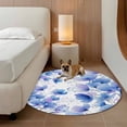thumbnail image 2 of Blue Flowers Round Area Rug 6Ft Washable Circle Rugs for Bathroom Office, Spring Botanical Blossom Florals Plants Non-Slip Carpet Floor Mats Indoor Outdoor Carpet Runner Aesthetic Home Decor, 2 of 8