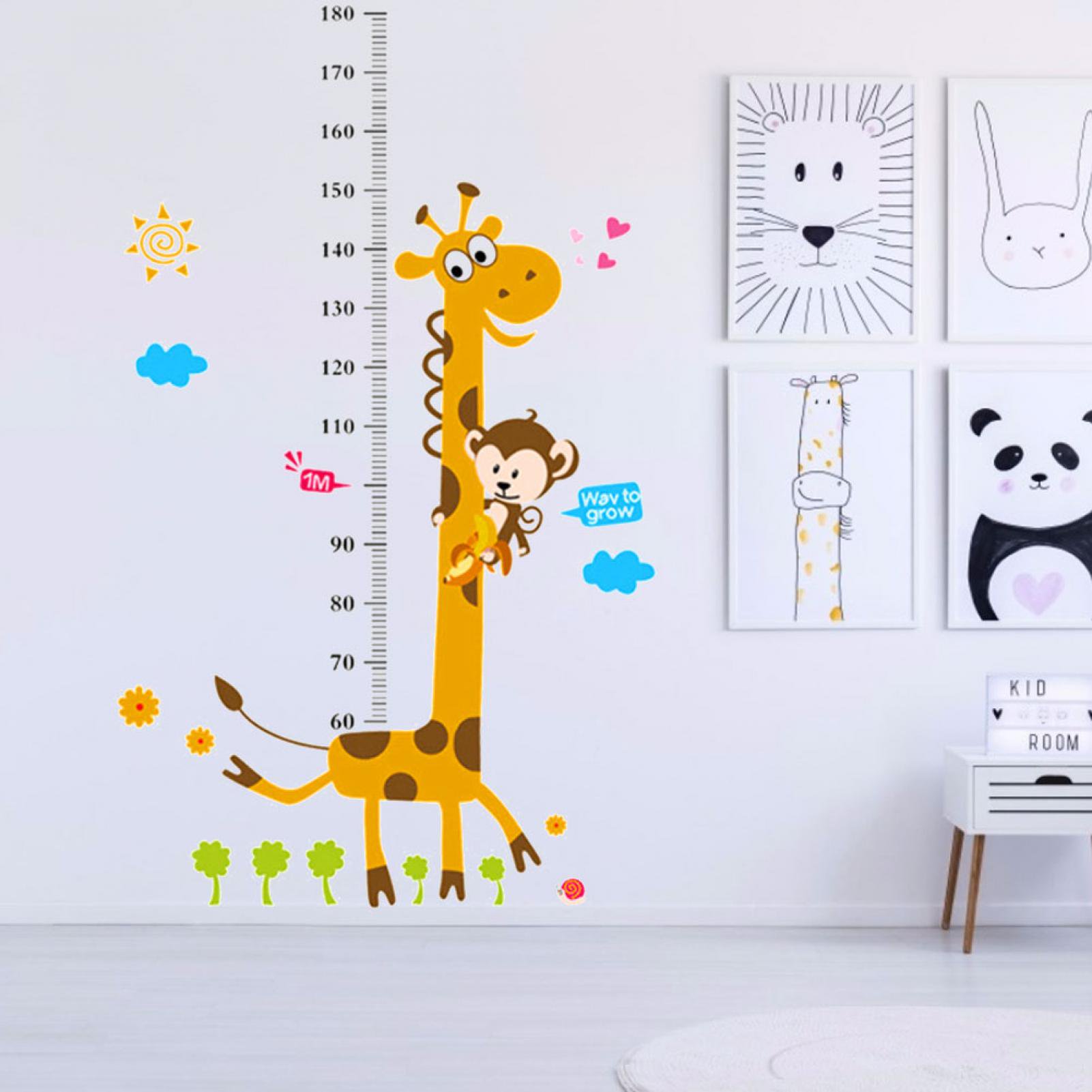 Woodland Arts Alpaca Growth Chart Wall Decal - Pink, 9x7 Feet Removable Vinyl Sticker