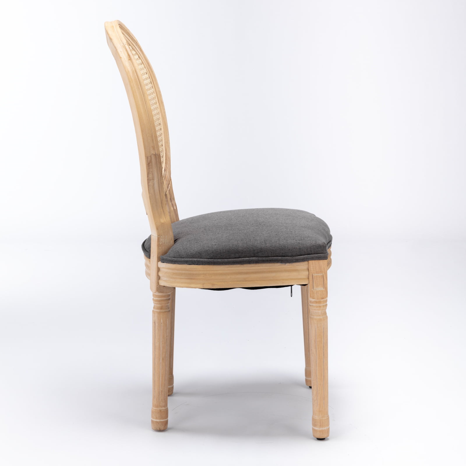 PORKISS Dining Chairs Modern Upholstered Set of 2, French Style Solid Wood Dining Side Chairs, Linen Fabric Dining Chair with Nailhead Trim, Dark Gray A