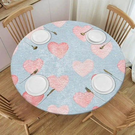 

Vintage Floral Leaves Round Tablecloth Fitted Elastic Edge Table Cover Washable for Kitchen Dining Party Decoration Accessories