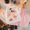 thumbnail image 2 of KPOPLK Baby Girls Toddler Clothes 2Pcs Summer Bow Embroidery Short Sleeve T-Shirt Tee Clothing Elastic Waist Shorts Set with Pockets(4-5 Years,Pink), 2 of 6
