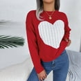 thumbnail image 2 of Ltctricy Sweaters for Women Soft Casual Long Sleeve Crew Neck Heart Printed Pullover Knit Tops Fall Winter Fashion Clothes(Red,XX-Large), 2 of 5