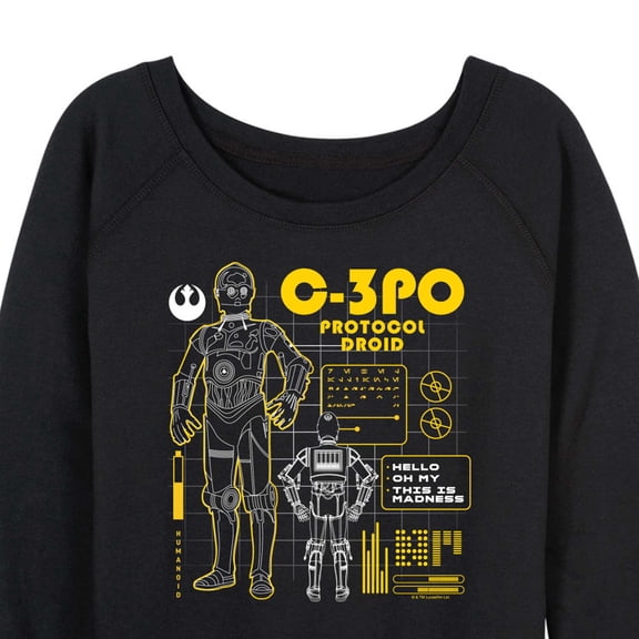 Star Wars - C3PO Schematic - Women's French Terry Long Sleeve Pullover