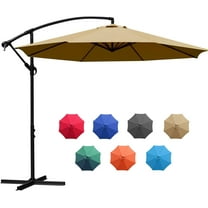Sunnyglade 10Ft Outdoor Adjustable Offset Cantilever Hanging Patio Umbrella (Tan)