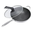 thumbnail image 4 of Stainless Steel 12 inch Wok Pan W/ Lid Woks & Stir-Fry Pans Honeycomb Coating 1L, 4 of 12