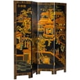 thumbnail image 2 of Oriental Furniture 6 ft. Tall Black Lacquer Room Divider - Courtyard - 4 Panel, 2 of 6