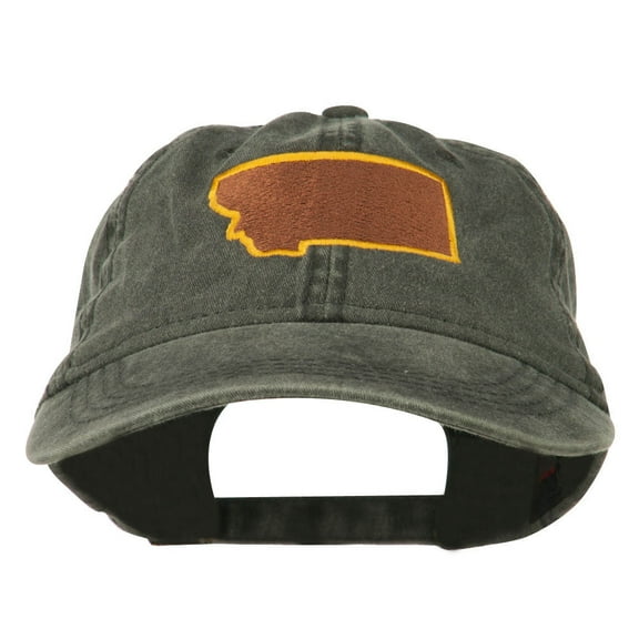 Montana State Map Embroidered Cap - Black OSFM