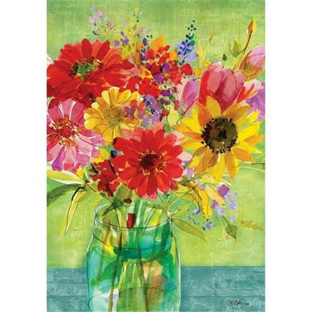 Custom Decor 3652fl Watercolor Wildflowers Double Sided House Flag