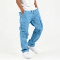 thumbnail image 2 of biudgviw Pants for Boys Drawstring Casual Cargo Pants Child Elastic Waist Wide Leg Pants with Multi Pockets for Outdoor(Blue aa1,5-6 Years), 2 of 7