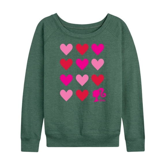 Barbie - Heart Grid - Women's Lightweight French Terry Long Sleeve Shirt