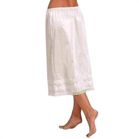 Women s Lace Extender Half Slip Crochet Lace Skirts Accessories Lingerie Half Slip with Wide Lace Hem Dress and Skirt Extender with Lace Trim White M