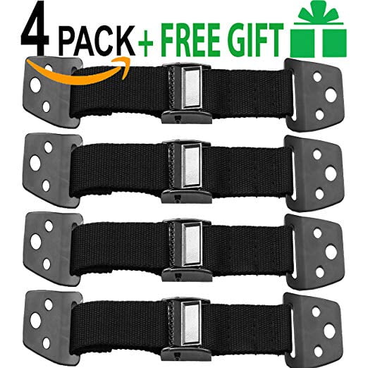 Earthquake & RV Protection | Baby & Child Proof Nickel Effect Anchor Flat Screen TV or Furniture to Wall Extra Strong Metal Seniors Safety 2 x Black Straps SmartChild Anti Tip Safety Straps 