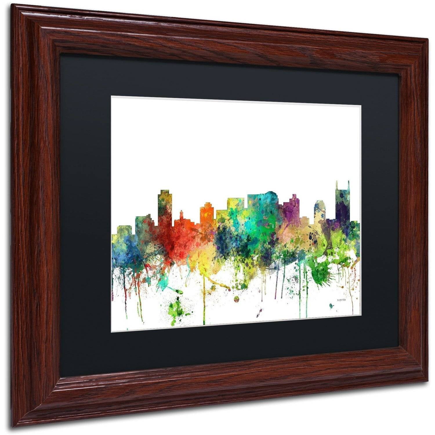 Trademark Fine Art "Nashville Tennessee Skyline SP" Canvas Art by Marlene Watson, Black Matte, Wood Frame