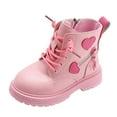 thumbnail image 3 of Gvdentm Winter Shoes Girls Toddler Ankle Boots Side Zipper Lace Up Work Boot Combat Booties Boots for Boys(Pink,1.5), 3 of 9