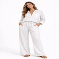 thumbnail image 2 of Forever 21 WGA Long Sleeve Shirt With Matching Wide Leg Pant, Color- Cream/Blue, Size- M, 2 of 5