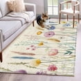 thumbnail image 3 of 2.7x5 Area Rugs, Leaf Wildflower Non-Skid Rubber Backing Large Rectangle Rugs - Living Room Bedroom Home Office, Vintage Country Plant Floral Leaves Indoor Floor Mat Carpets Washable Rug, 3 of 9