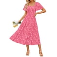 thumbnail image 1 of Vestido ZESICA para mujer, bohemio, floral, midi, rosa intenso, 1 of 7