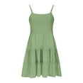 thumbnail image 7 of BRGZLK Toddler Girls Summer Sundress Trendy Solid Boho Spaghetti Strap Ruffled Tiered Dresses Casual Sleeveless Midi Cami Dresses Green 5-6 Years, 7 of 7