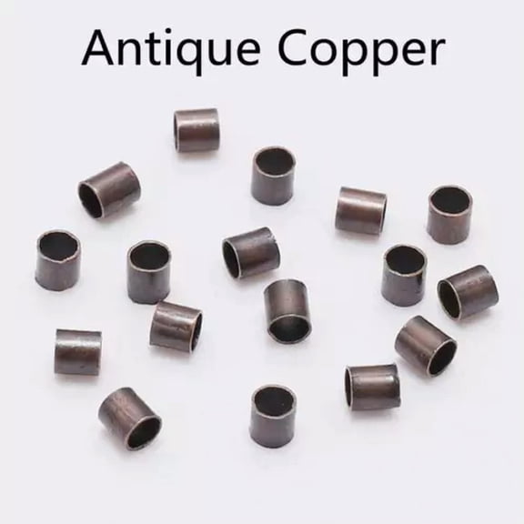 U8MO 500pcs 1.5mm 2mm 2.5mm Brass Metal Loose Tube Beads lot For Jewelry Making-Antique Copper-2.5mm