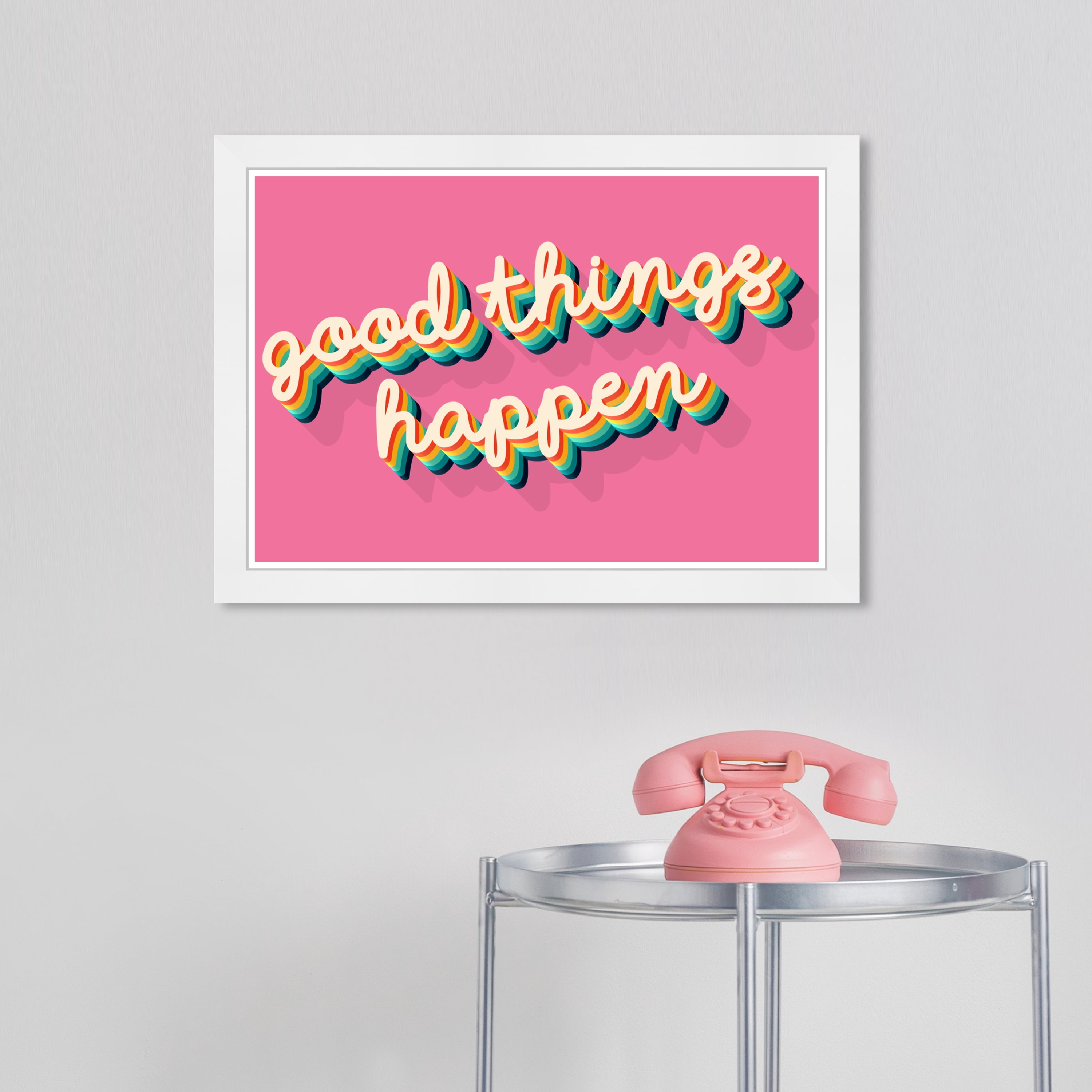 Wynwood Studio Prints Good Things Pink Typography and Quotes Motivational Quotes and Sayings Wall Art Canvas Print Pink Dark Pink 19x13