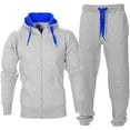 thumbnail image 1 of Men Casual Solid Drawstring Zipper Hoodie Tracksuit Long Sleeve Pant Set, 1 of 2