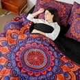 thumbnail image 4 of Manfei Bohemian Mandala Bedding Comforter Set 7pcs for Girls Women, Hippie Floral Flower King Bedding Sets, Purple Orange Bed Sheets, Ultra Soft Home Decor, 4 of 8