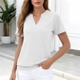 thumbnail image 4 of Yyeselk Womens Tops Short Sleeve Banded Bottom Stretch Summer Tops V Neck T Shirts Casual Ladies Tees Loose Fit Clothing White L, 4 of 8