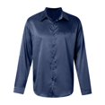 thumbnail image 6 of JTieacloth Mens Formal Shirts Mens Casual Fashion Bright Face Solid Color Lapel Long Sleeve Shirt(Blue,S), 6 of 7