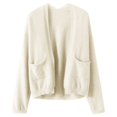 thumbnail image 4 of ClodeEU Women's Knit Cardigans Sweater ,Long Sleeve Loose Thin Cardigans with Pockets ,Lightweight Casual Fall Knit Tops Beige,Womens Plus M, 4 of 4