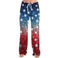 thumbnail image 6 of FrzhBrz 4th of July Women Funny Pajama Pants Stars Printed Comfy Wide Leg Trousers 250th Anniversary Comfortable Lounge Sleep Pj Pants, 6 of 7