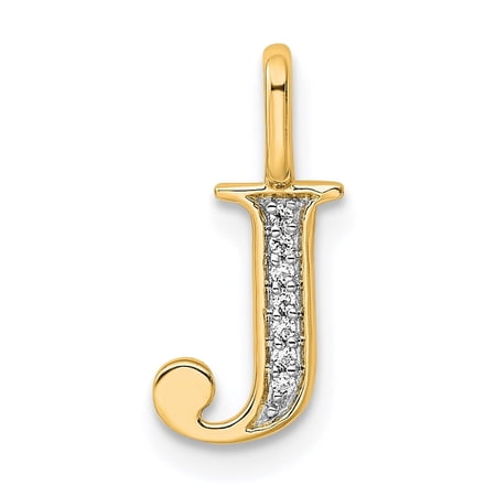 Diamond2Deal 10K Yellow Gold Diamond Letter J Initial Pendant